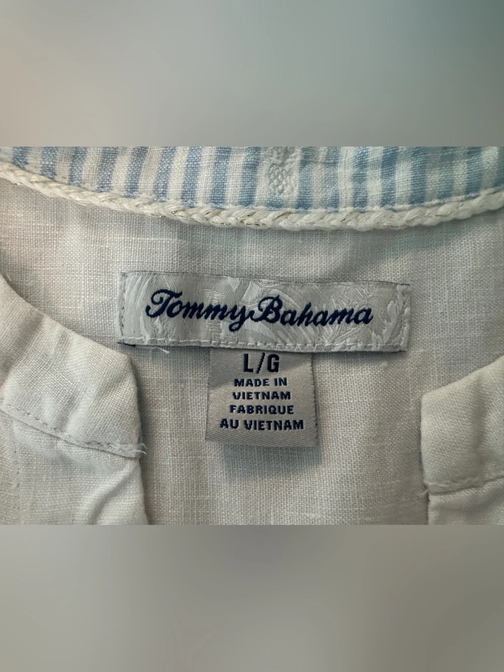 Tommy Bahama Linen White Sleeveless V-Neck Blouse - Picture 4 of 5